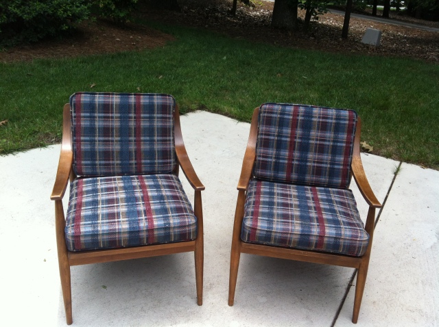Mid-Century Modern Arm Chairs Before Makeover